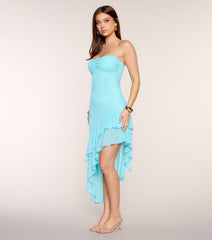 Flirty Vibe Ruffle Midi Tube Dress