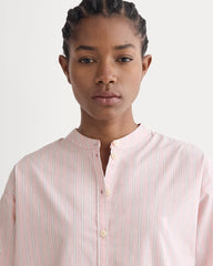 The Relaxed Shirt Dress In Ultrasoft Cotton | Pink / White