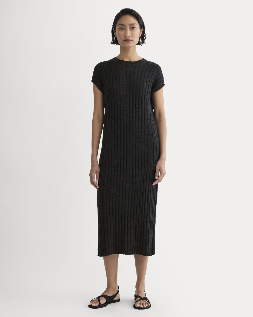 The Column Dress In Cotton Linen | Black