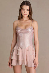 Embellished Corset Mini Dress In Blush Pearl