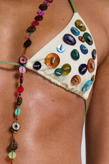 Mavie Button Triangle Bikini Top
