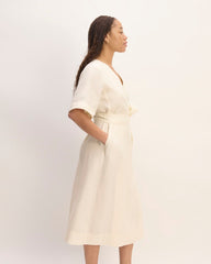 The Wrap Dress In Linen | Bone