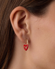 Open Heart Enamel Padlock Huggies