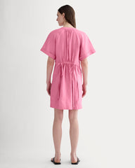 The Popover Dress In Linen | Deep Pink