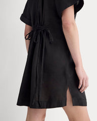 The Popover Dress In Linen | Black