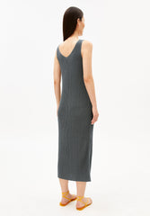 Leinen-Mix Strickkleid | Space Steel