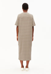 Xelinaa Fein Gestreiftes Midi-Kleid | Seal Grey-Undyed