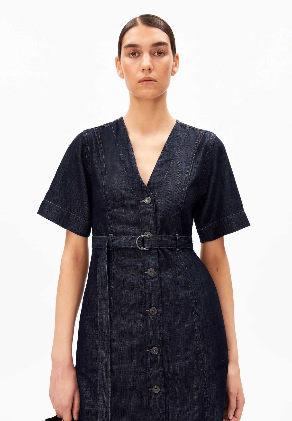 Jeans-Midi-Kleid Mit Gürtel | Rinse