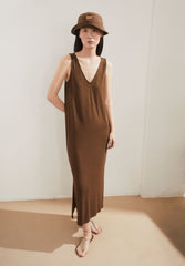 Ärmelloses Jersey-Midi-Kleid | Dried Palm