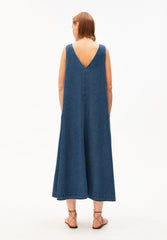 V-Ausschnitt Jeans-Midi-Kleid | Eau