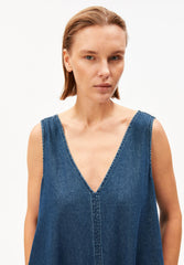 V-Ausschnitt Jeans-Midi-Kleid | Eau