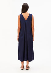 V-Ausschnitt Poplin Maxi-Kleid | Tinted Navy
