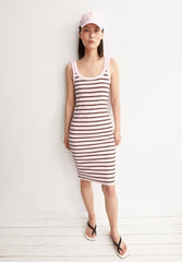 Gestreiftes Tanktop Ripp-Kleid | Pink Mist-Dried Palm