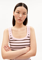 Gestreiftes Tanktop Ripp-Kleid | Pink Mist-Dried Palm