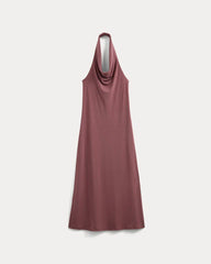 Cowlneck Halter Dress In Butterknit | Washed Henna