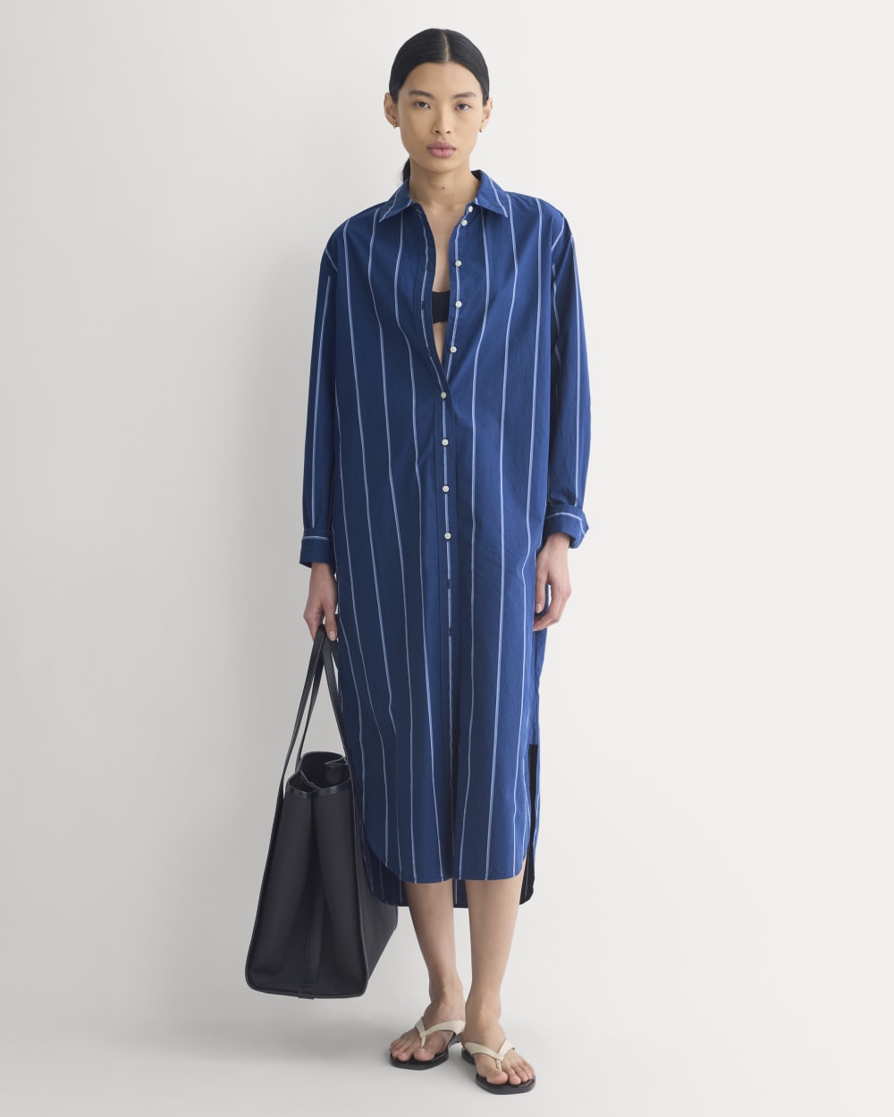 Midi Shirtdress In Ultrasoft Cotton | Estate Blue/Open Air/White
