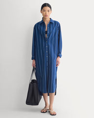 Midi Shirtdress In Ultrasoft Cotton | Estate Blue/Open Air/White