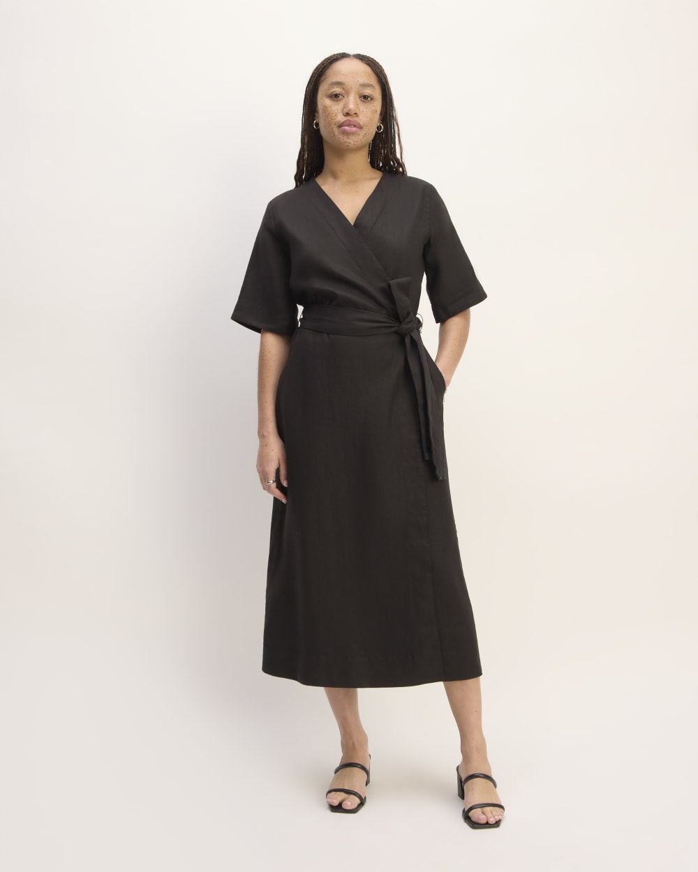 The Wrap Dress In Linen | Black