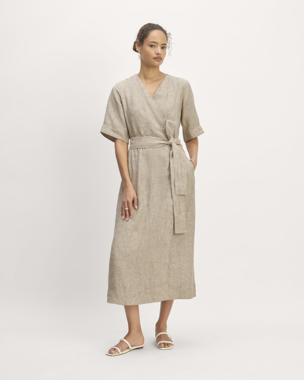 The Wrap Dress In Linen | Cornstalk Chambray