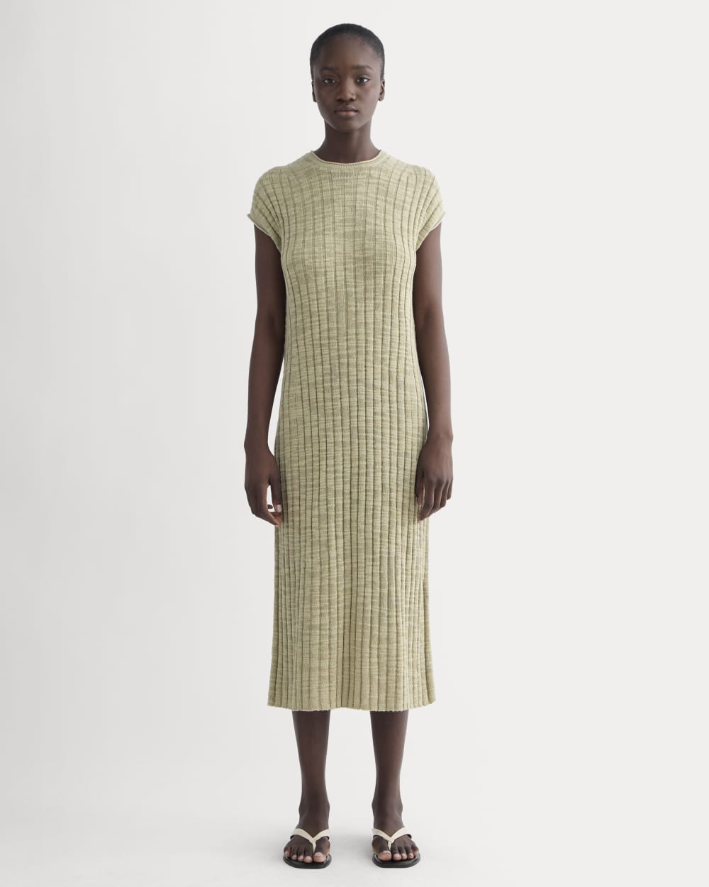 The Column Dress In Cotton Linen | Eucalyptus