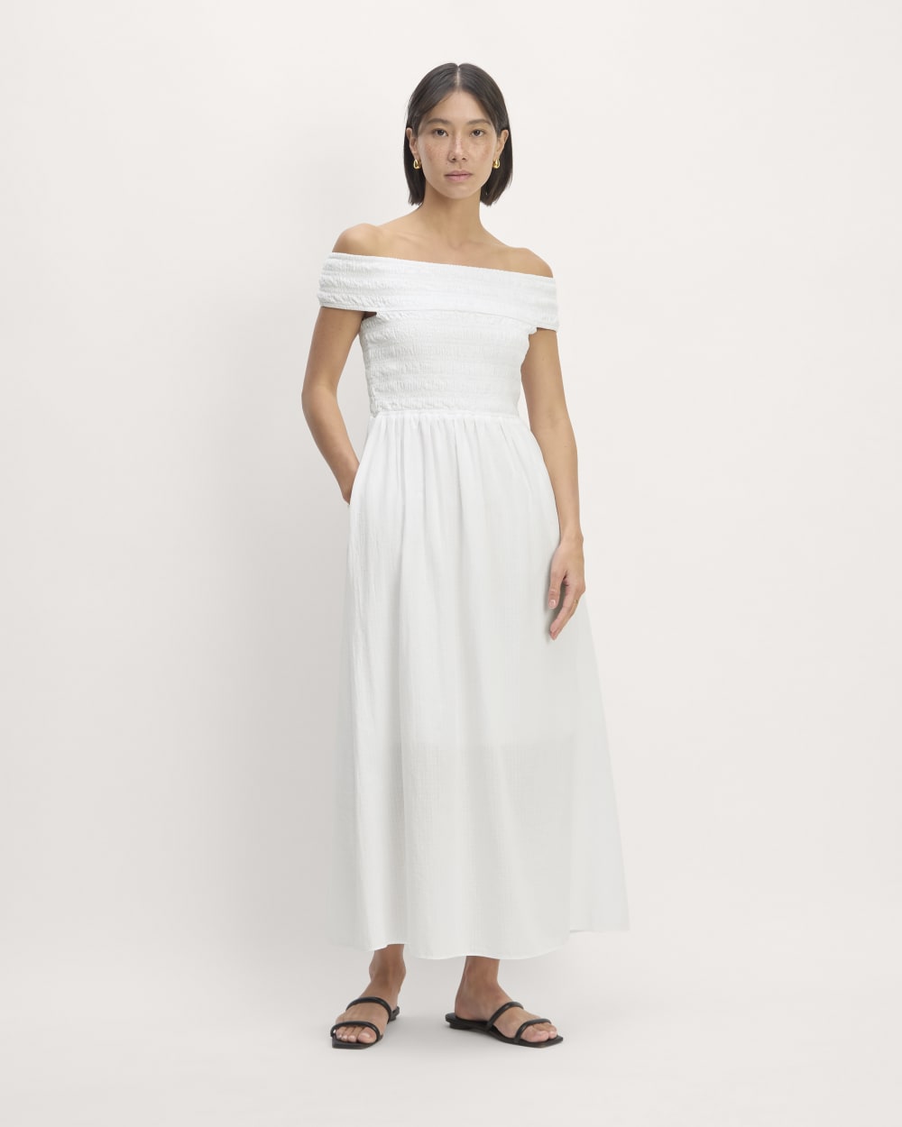 The Gauze Off-The-Shoulder Dress | White