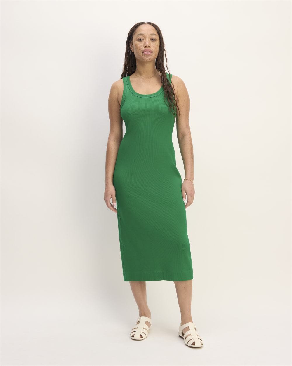 The ’90S Rib Dress | Grass Green