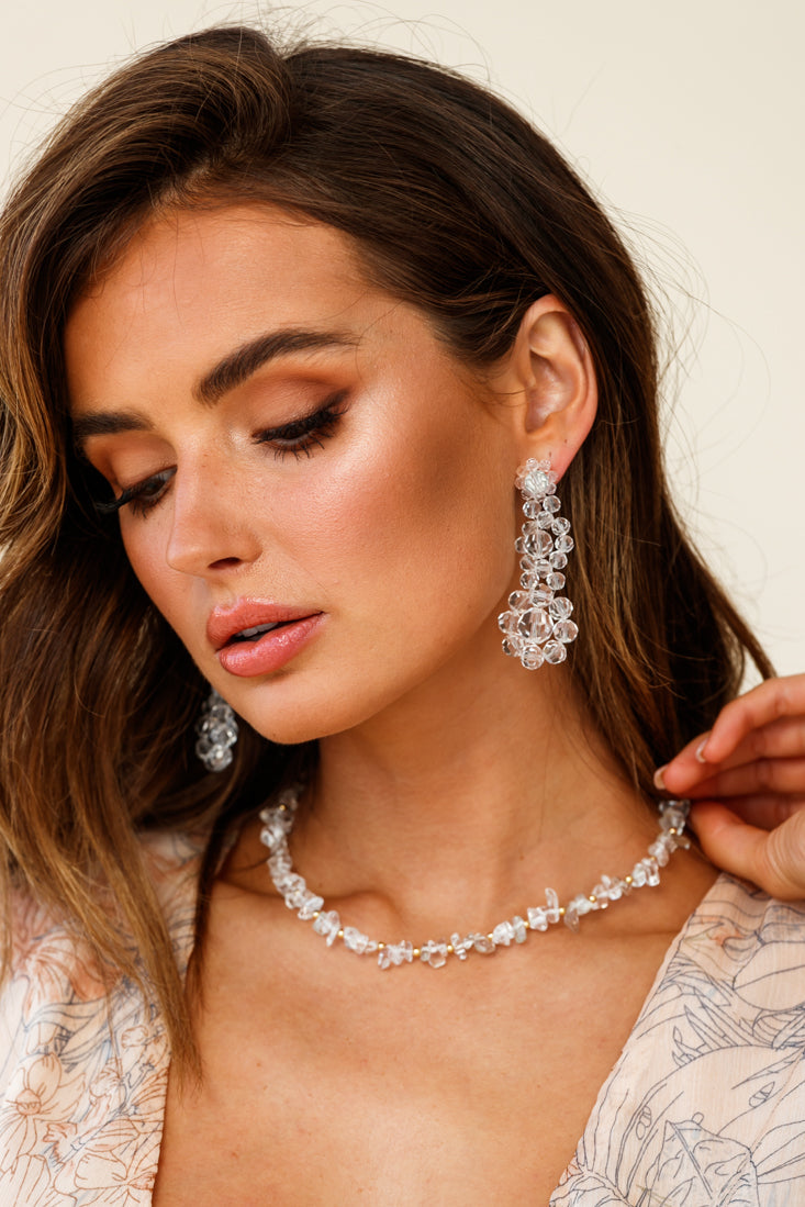 Don'T Wait Up Beaded Earrings Clear