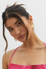 Olga Fan-Shaped Leaf Earrings Gold