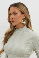 Mae Oversized Geometric Crinkle Earrings Gold