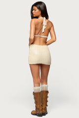 Sequin Backless Cowl Neck Mini Dress