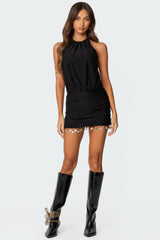 Shellie Fringe Backless Mini Dress