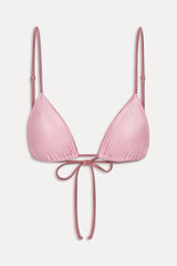 Elena Micro Shine Bikini Top - Sunset Pink