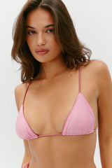Elena Micro Shine Bikini Top - Sunset Pink