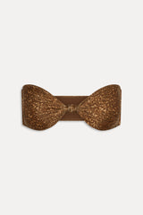 Gigi Bandeau Shine Bikini Top - Vintage Cheetah