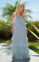 Kelsey Maxi ~ Steel Blue Chiffon