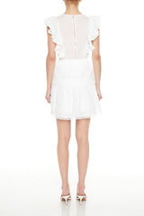 Clip Dot Lace Ruffled Mini Dress