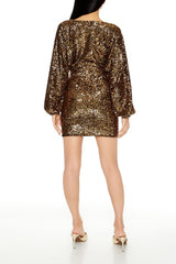 Sequin Surplice Mini Dress