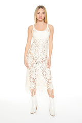 Crochet Fringe Midi Dress