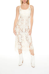 Crochet Fringe Midi Dress