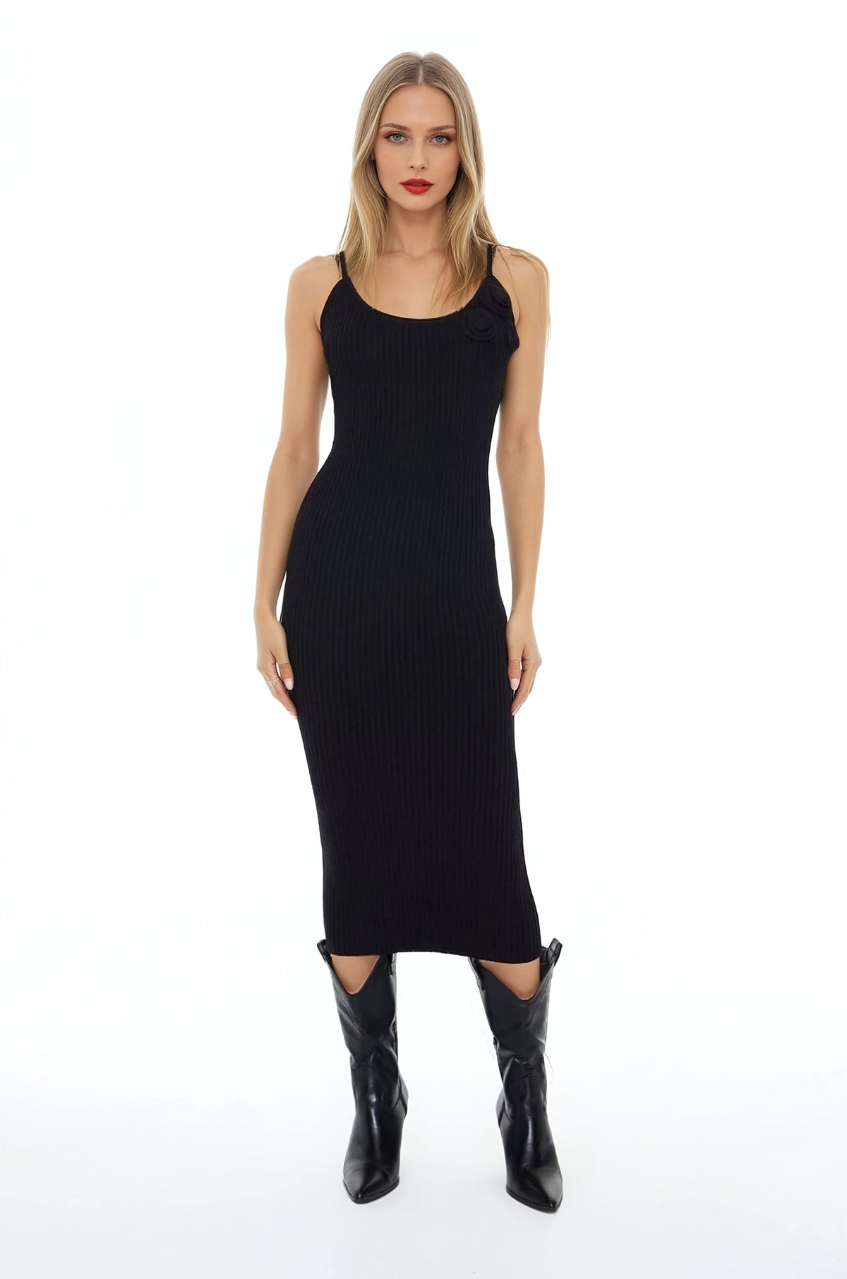 Crochet Rosette Cami Midi Dress