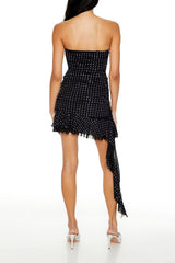 Rhinestone Ruffle Mini Tube Dress