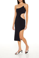 Faux Gem Cutout Midi Sweater Dress