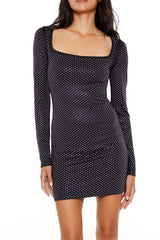 Contour Sculpt Rhinestone Mini Dress