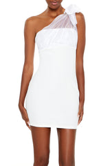 One-Shoulder Bow Mini Tube Dress