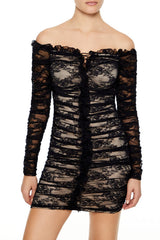 Lace Off-the-Shoulder Mini Dress