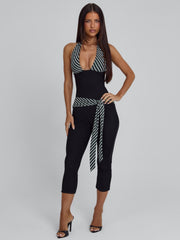 Malani Capri Jumpsuit Black Stripe