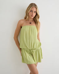 Moka Mini Dress in Crinkle Pistachio