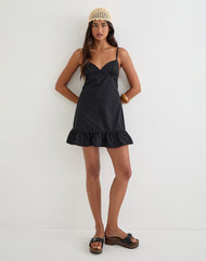 Tavita Mini Dress in Poplin Black