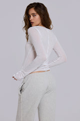 White Mist V Neck Top
