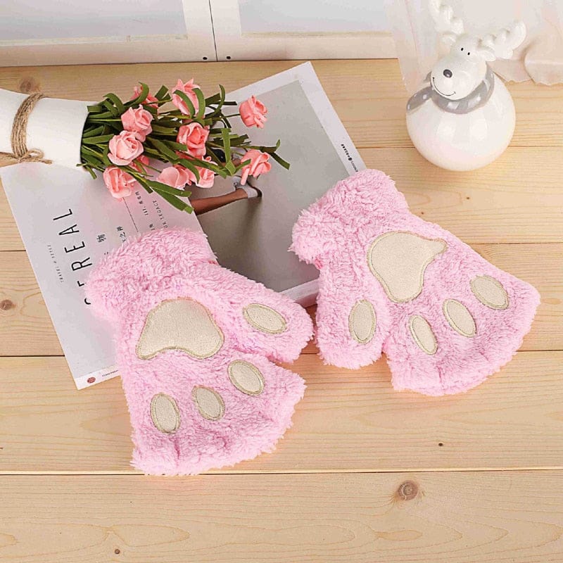 Fluffy Cat Paw Gloves